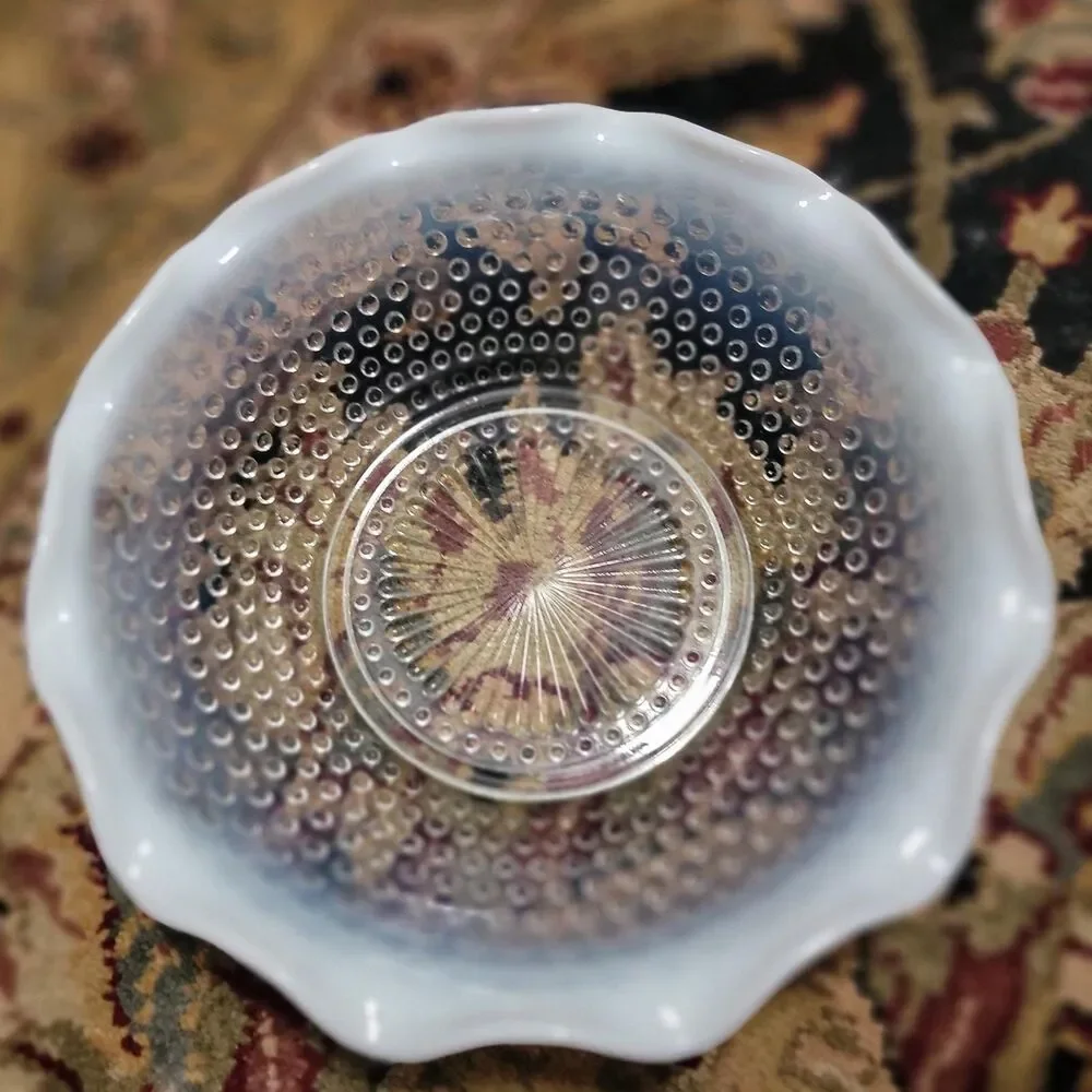 Hobnail Moonstone Opalescent Glass 9.5